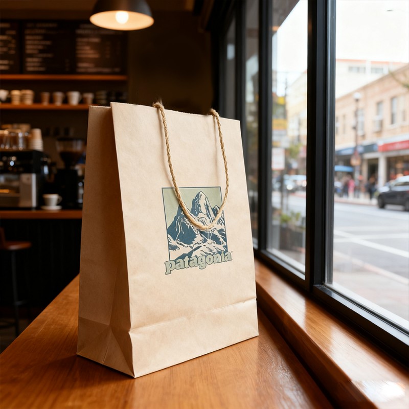 Geschenktüte aus Kraftpapier mit Papierseil