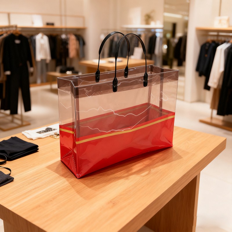 Transparente CPP-Einkaufstasche mit Goldband